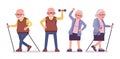 Old people, active elderly man, woman with nordic walking poles Royalty Free Stock Photo