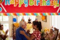 Old People Birthday Party With Friends In Geriatric Hospital Royalty Free Stock Photo