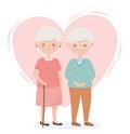 Old people, cute couple grandparents, senior persons, family members cartoon characters