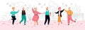 Old people dancing in park - cartoon senior couples doing dance moves