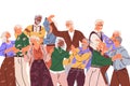 Old people dancing. Vector illustration. Grandpa does dance support, grandma. Elderly couple dancing at party