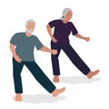 Old people doing Tai Chi or Qigong exercises