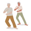 Old people doing Tai Chi or Qigong exercises