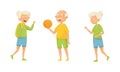 Old People Engaged in Different Activities Vector Set Royalty Free Stock Photo