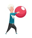 Old people exercises. Healthy active lifestyle of older female. Elderly people doing morning gymnastic. Old woman doing