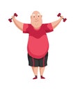 Old people exercises. Healthy active lifestyle of older male. Elderly people doing morning gymnastic. Old man doing