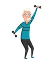 Old people exercises. Healthy active lifestyle of older male. Elderly people doing morning gymnastic. Old man doing