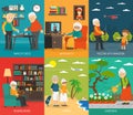 Old People 6 Flat icons Banner