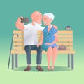 Old people happy and active vector illustration Royalty Free Stock Photo