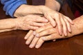 Old people holding hands. Closeup. Royalty Free Stock Photo