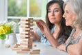 Old people play a board game Royalty Free Stock Photo