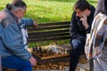 Old people play chess in Lviv Park Royalty Free Stock Photo