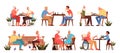 Old people play chess set. Elderly peope sitting at the table with chessboard. Royalty Free Stock Photo