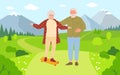 Old people riding skateboards cartoon vector