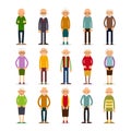 Old people. Set of diverse elderly people with avatars isolated