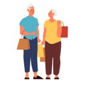 Old people with shopping bag. Old man and woman holding their shopping Royalty Free Stock Photo