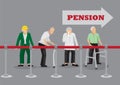 Old People Waiting in Line for Pension Payment Vector Illustration
