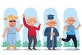 Old persons group active seniors characters
