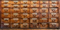 Old pharmacy cabinet with pharmacy medicines in it. Vintage medical, pharmacy and chemistry background