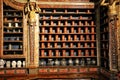 Old pharmacy cabinet with plenty of boxes Royalty Free Stock Photo
