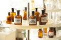 Old pharmacy and medication bottles Royalty Free Stock Photo