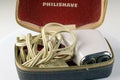 Old Philishave electric shaver with storage case Royalty Free Stock Photo