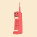 Old phone with antenna.Vector in cartoon style. Royalty Free Stock Photo