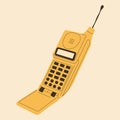 Old phone with antenna.Vector in cartoon style. Royalty Free Stock Photo