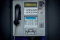 Old phone booth. An old landline telephone for the public. Royalty Free Stock Photo