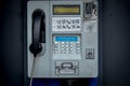 Old phone booth. Old wireline phone. Royalty Free Stock Photo