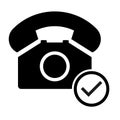 Old phone doÃÂ´s flat icon isolated on white background. Hotline symbol. Telephone vector illustration. Telephone contact Royalty Free Stock Photo