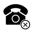 Old phone donÃÂ´ts flat icon isolated on white background. Hotline symbol. Telephone vector illustration. Telephone contact Royalty Free Stock Photo