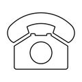 Old phone flat icon isolated on white background. Hotline symbol. Telephone vector illustration. Telephone contact Royalty Free Stock Photo