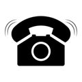 Old phone flat icon isolated on white background. Hotline symbol. Telephone vector illustration. Telephone contact Royalty Free Stock Photo