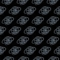 Old phone and globe seamless pattern isolated on black background Royalty Free Stock Photo