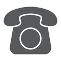 Old phone glyph icon, contact us and telephone