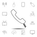 Old phone handset icon. Simple thin line, outline vector element of Technology icons set for UI and UX, website or mobile Royalty Free Stock Photo