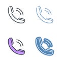Old phone handset vector outline icon set. Royalty Free Stock Photo