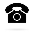 Old phone with shadow flat icon isolated on white background. Hotline symbol. Telephone vector illustration. Telephone contact Royalty Free Stock Photo