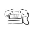 Old phone vintage retro style telephone object line art hand drawn Royalty Free Stock Photo