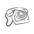 Old phone vintage retro style telephone object line art hand drawn Royalty Free Stock Photo