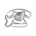 Old phone vintage retro style telephone object line art hand drawn Royalty Free Stock Photo