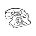 Old phone vintage retro style telephone object line art hand drawn Royalty Free Stock Photo