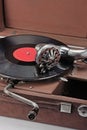 Old phonograph and vinyl record Royalty Free Stock Photo