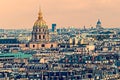 Old photo with aerial view of Dome des Invalids, Paris, France Royalty Free Stock Photo