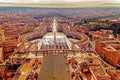 Old photo with aerial view over St. Peter Square in the Vatican City Royalty Free Stock Photo