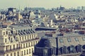 Old photo with aerial view and roofs in Paris Royalty Free Stock Photo