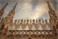 Old photo with architectonic details from the famous Milan Cathedral Royalty Free Stock Photo