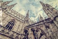 Old photo with architectonic details from the Milan Cathedral, I Royalty Free Stock Photo