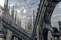 Old photo with architectonic details from roof of the Milan Cathedral Royalty Free Stock Photo